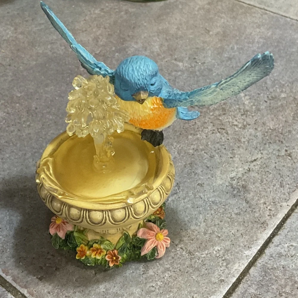 Blue and Orange Decorative Bird Perch Fountain - Unbranded